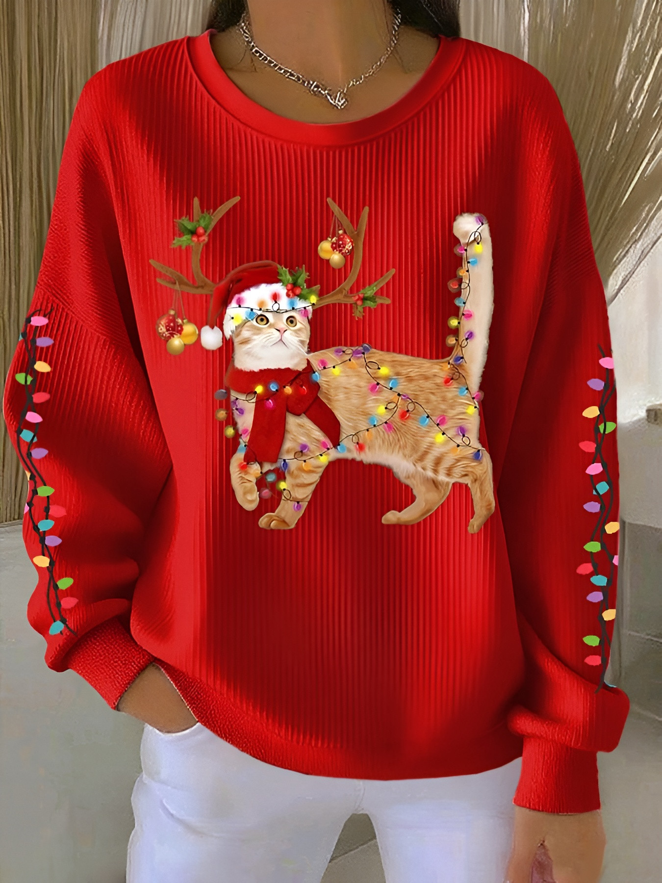 Orange Cat Christmas Sweatshirt Cute Kitten Lighting Shirt Christmas Merch Gift For Her - Softandstyle Orange Cat Christmas Sweatshirt Cute Kitten Lighting Shirt Christmas Merch Gift For Her - Softandstyle