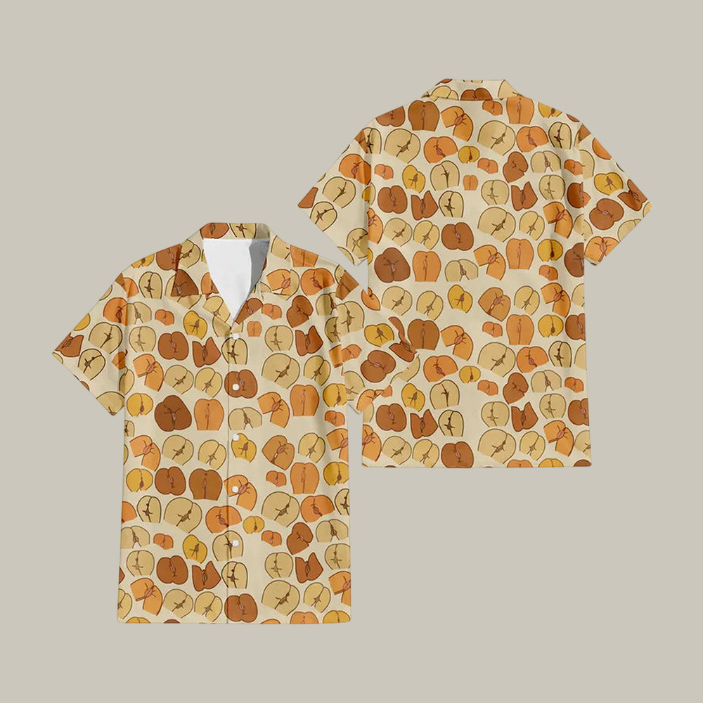 Peaches Butt Hawaiian Shirt Funny Aloha Shirt Present Idea For Best Friends - Softandstyle