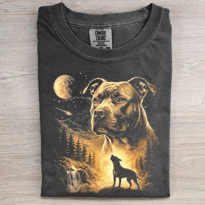 Pit Bull Howling To The Moon T-Shirt Pitbull Dog Howling Merch Gift For Him - Softandstyle