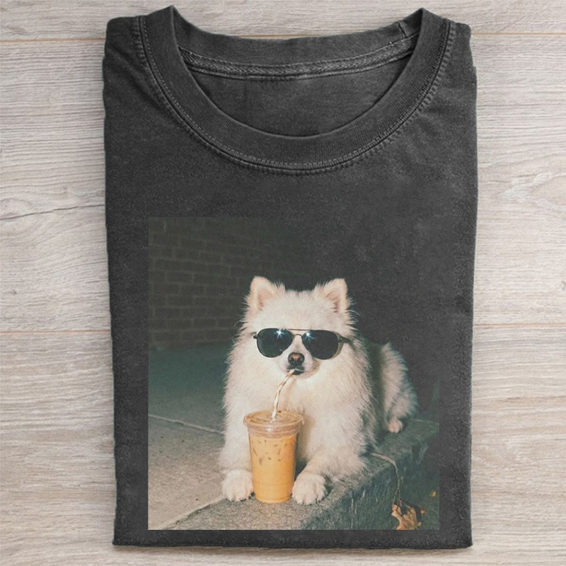 Pomeranian Drinking Iced Coffee T-Shirt Funny Dog Apparel Gift For MEn - Softandstyle Pomeranian Drinking Iced Coffee T-Shirt Funny Dog Apparel Gift For MEn - Softandstyle