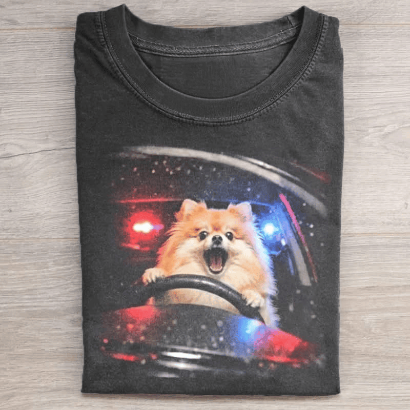 Pomeranian Driving Car Vintage Graphic T-Shirt Funny Dog Meme Shirts Gifts For Friends - Softandstyle Pomeranian Driving Car Vintage Graphic T-Shirt Funny Dog Meme Shirts Gifts For Friends - Softandstyle