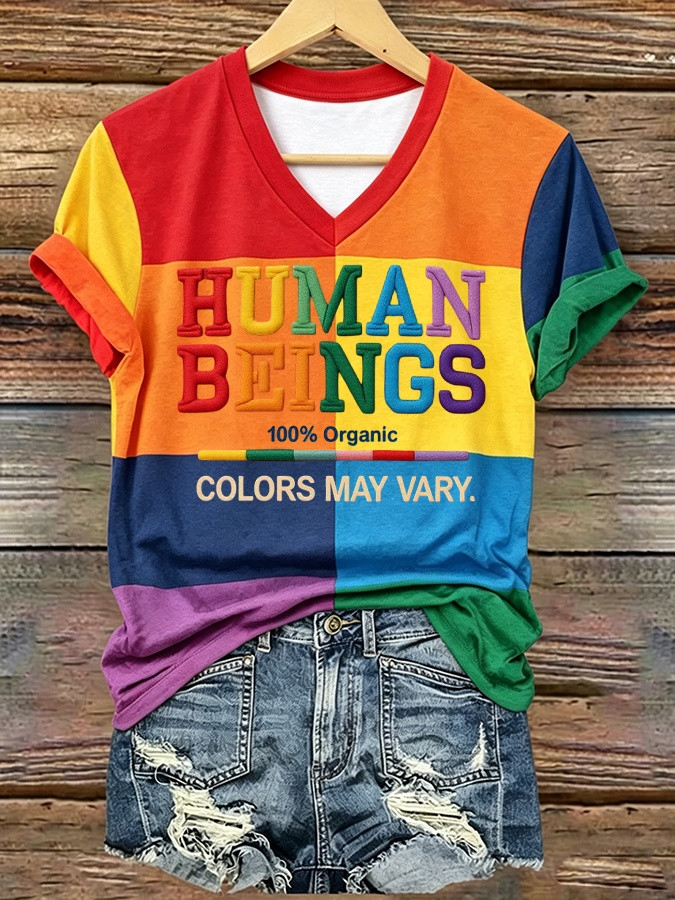 Pride Month Merch Humans Beings Colors May Vary V-Neck Shirt Women's Equal Rights Gift Ideas - Softandstyle Pride Month Merch Humans Beings Colors May Vary V-Neck Shirt Women's Equal Rights Gift Ideas - Softandstyle