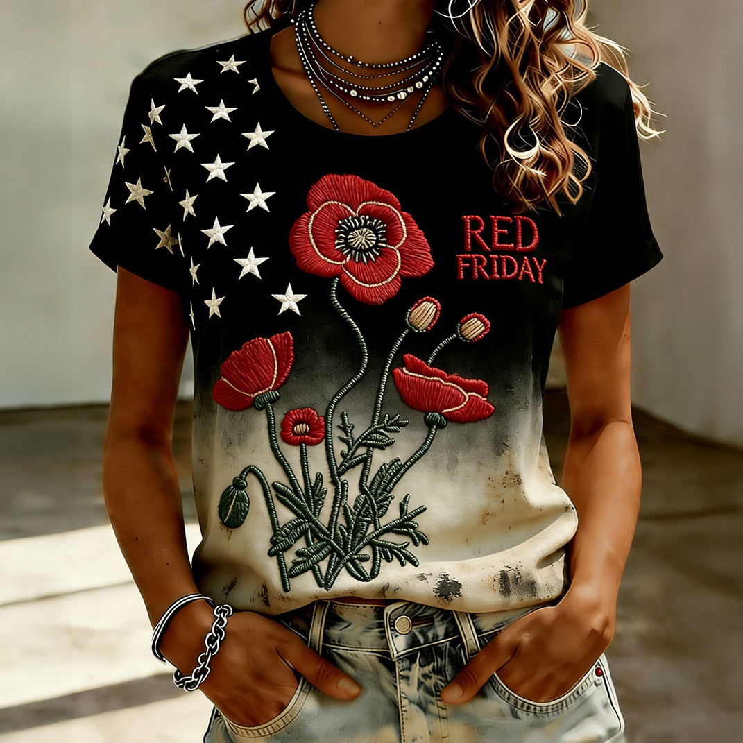 Red Friday Poppy Flower T-Shirt American Flag Shirt Best Gift For Mother's Day - Softandstyle Red Friday Poppy Flower T-Shirt American Flag Shirt Best Gift For Mother's Day - Softandstyle