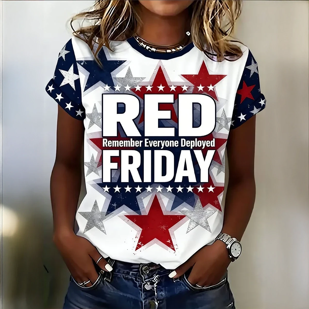 Red Friday Remember Everyone Deployed Stars T-Shirt Memorial Day Shirt Present For Sister - Softandstyle
