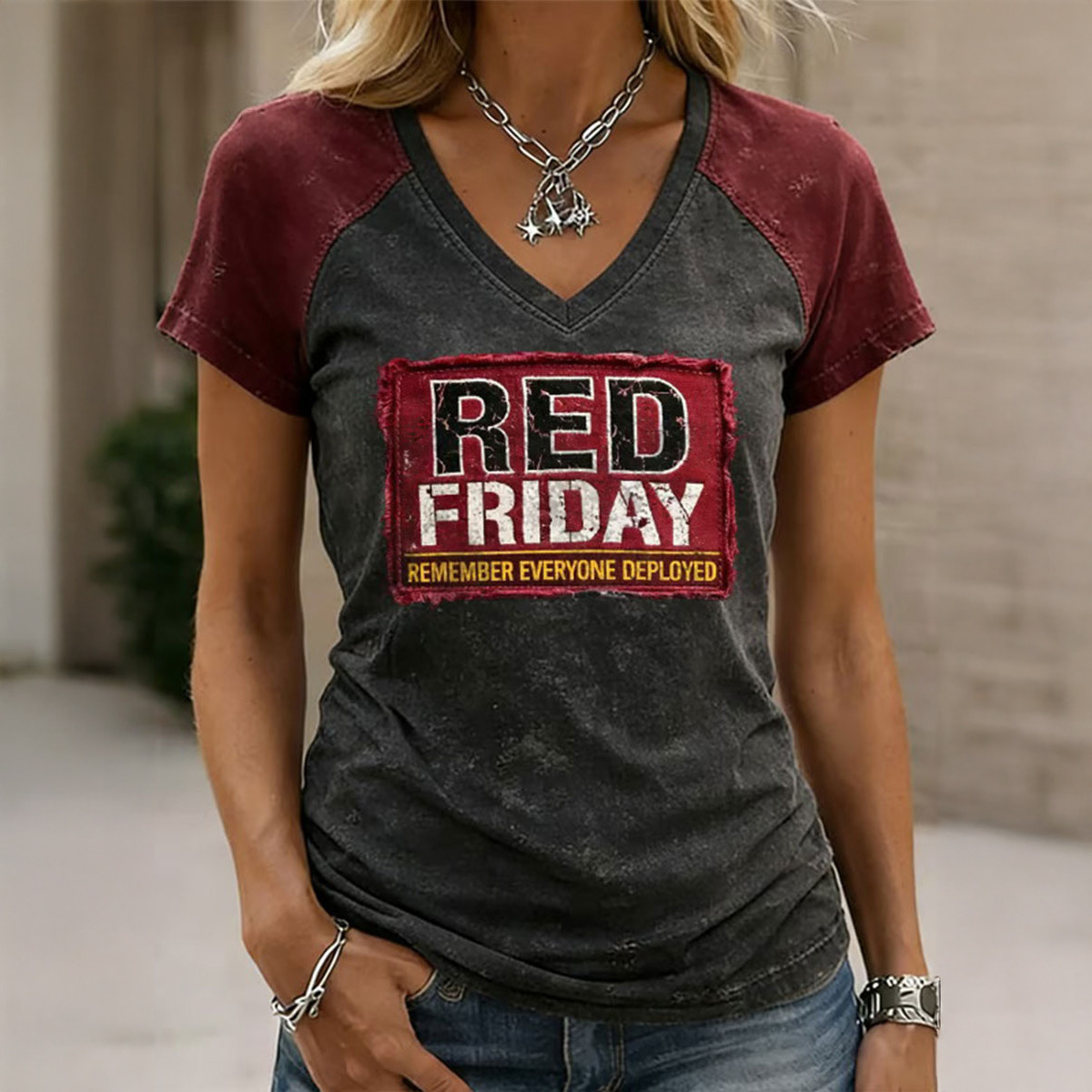 Red Friday Remember Everyone Deployed V-Neck Shirt Remember Everyone Deployed Shirt - Softandstyle