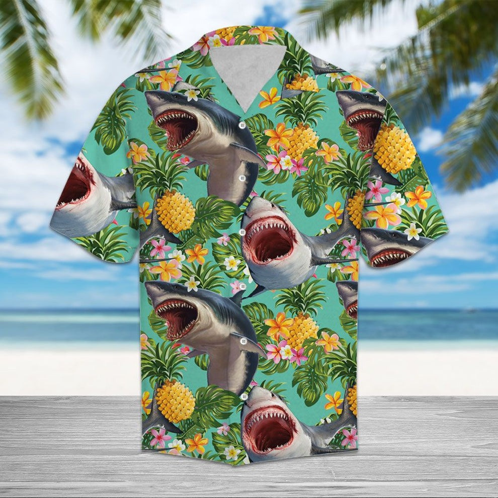Shark Hawaiian Shirt Tropical Pineapple Shark Aloha Shirt Summer Vacations Gift Ideas - Softandstyle Shark Hawaiian Shirt Tropical Pineapple Shark Aloha Shirt Summer Vacations Gift Ideas - Softandstyle