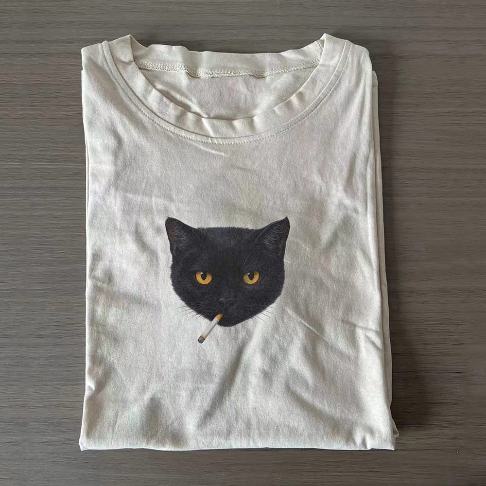 Smoking Black Cat Head T-Shirt Funny Hilarious Black Cat Themed Gifts - Softandstyle Smoking Black Cat Head T-Shirt Funny Hilarious Black Cat Themed Gifts - Softandstyle