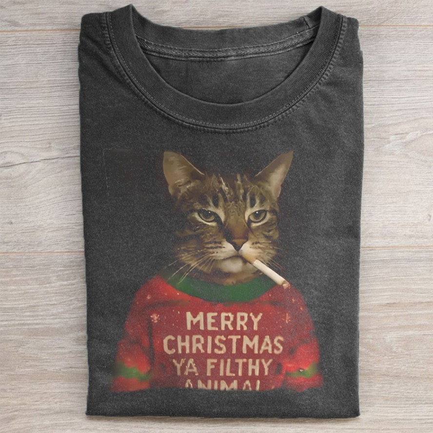 Smoking Cat Wearing Christmas Sweater T-Shirt Funny Cat Meme Tee Xmas Gifts For Friends - Softandstyle Smoking Cat Wearing Christmas Sweater T-Shirt Funny Cat Meme Tee Xmas Gifts For Friends - Softandstyle