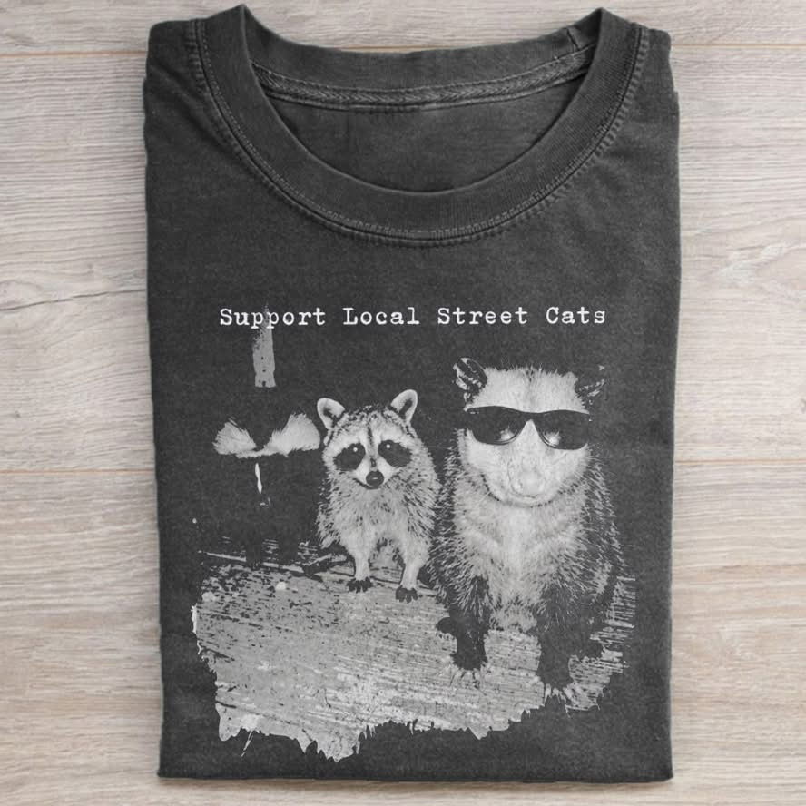 Support Local Street Cats T-Shirt Funny Raccoon and Opossum Clothings Gift For Men - Softandstyle Support Local Street Cats T-Shirt Funny Raccoon and Opossum Clothings Gift For Men - Softandstyle