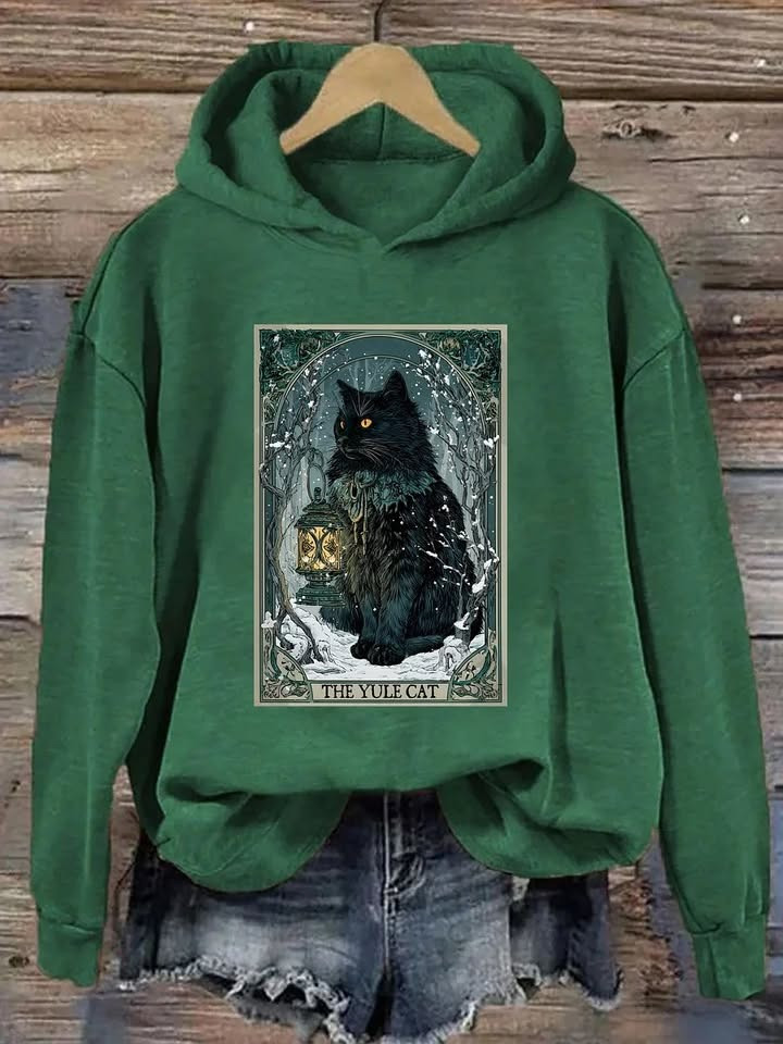 The Yule Cat Tarot Card Christmas Hoodie Aesthetic Witchcraft Style Clothing Gifts For Lovers - Softandstyle The Yule Cat Tarot Card Christmas Hoodie Aesthetic Witchcraft Style Clothing Gifts For Lovers - Softandstyle