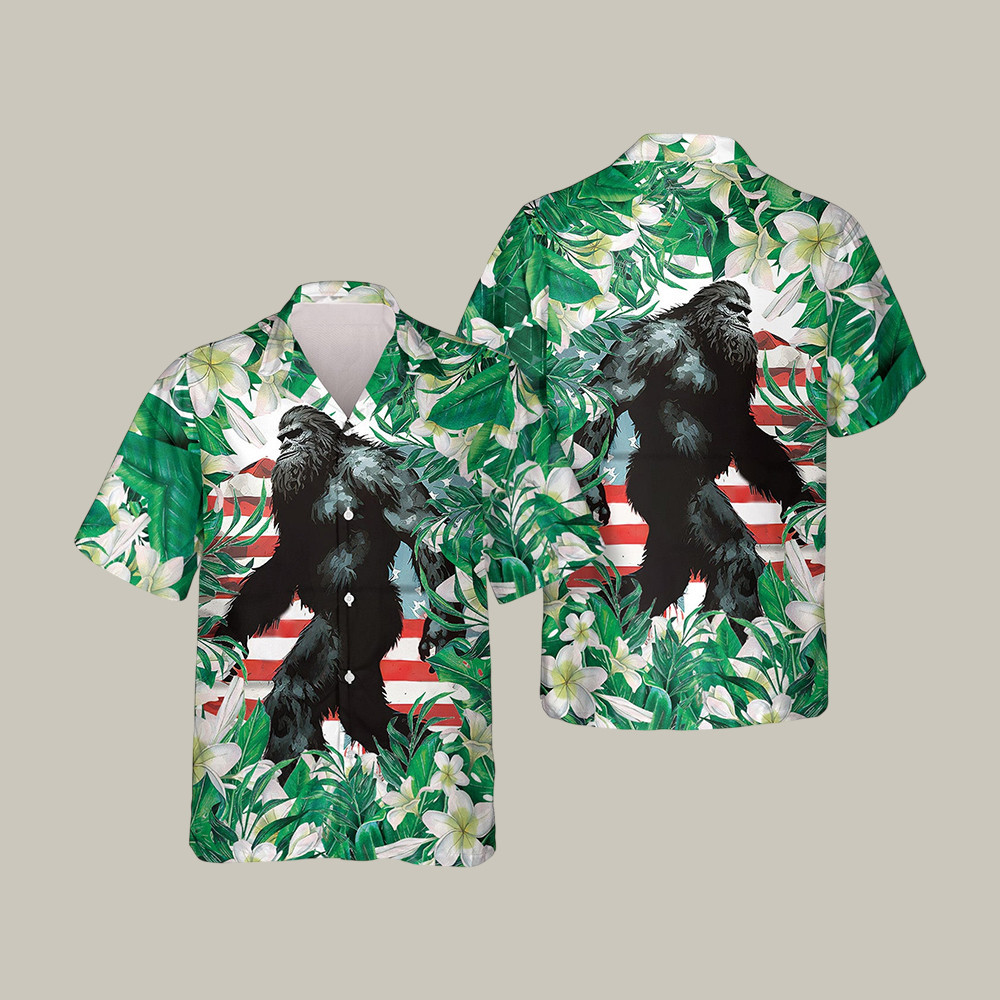 Tropical Leaves Bigfoot Hawaiian Shirts Animal Graphic Shirt Vintage Aloha Gift Idea - Softandstyle Tropical Leaves Bigfoot Hawaiian Shirts Animal Graphic Shirt Vintage Aloha Gift Idea - Softandstyle