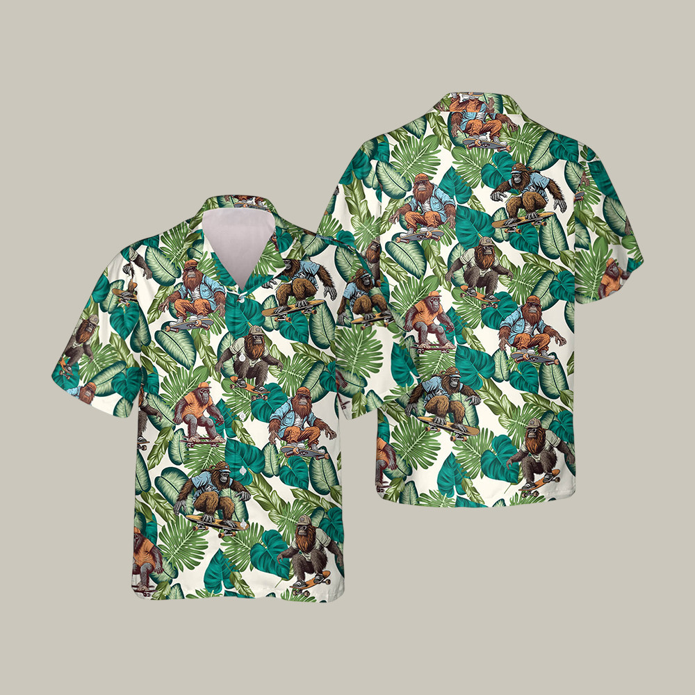 Tropical Skater Bigfoot Hawaiian Shirt Tropical Bigfoot Graphic Tee Unique Gift For Father's Day - Softandstyle Tropical Skater Bigfoot Hawaiian Shirt Tropical Bigfoot Graphic Tee Unique Gift For Father's Day - Softandstyle