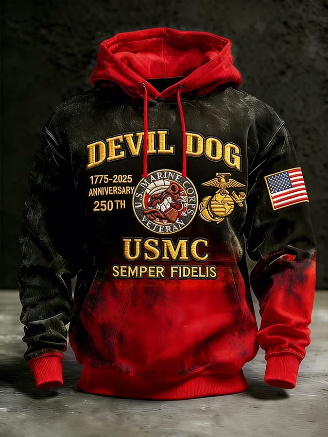 USMC Devil Dogs Marines 250Th Anniversary 1775 2025 Hoodie Marine Corps Veteran Clothing - Softandstyle